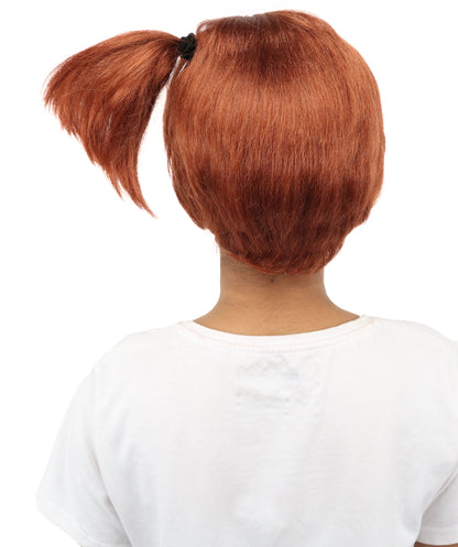 HPO Adult Women's Anime Trainer Character Wig | Vibrant hue multicolor options, create of synthetic fiber, short choppy bob with high side ponytail, breathable base | Cosplay, Halloween, theater, party, performance, costume events