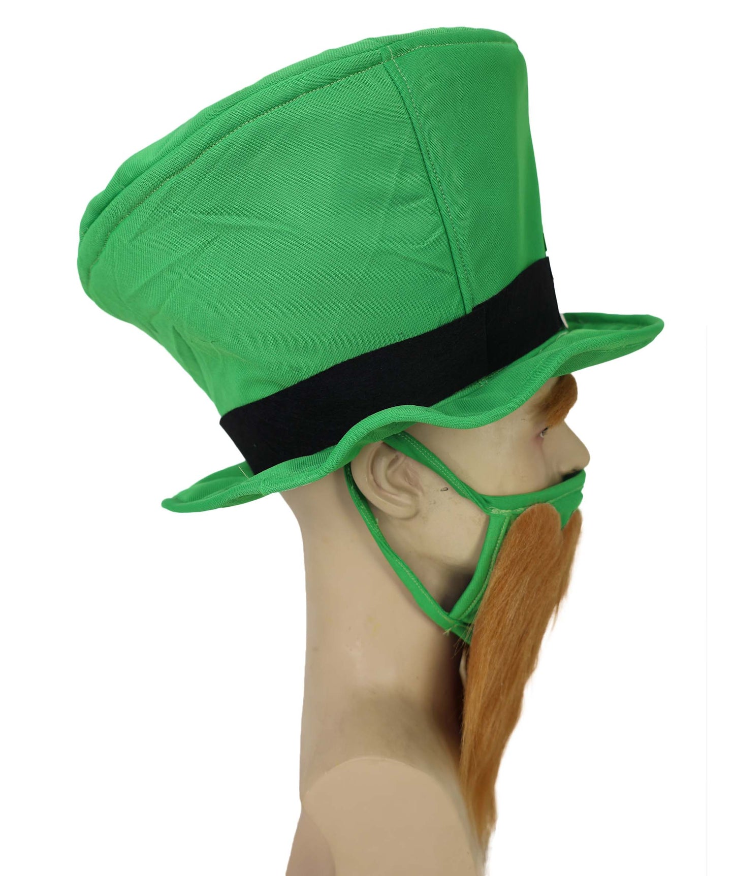 HPO Adult Men’s Brown Beard and Mustache Set with Eyebrows & Green Hat | Fun Adult Costume Accessory | Flame-retardant Synthetic Fiber