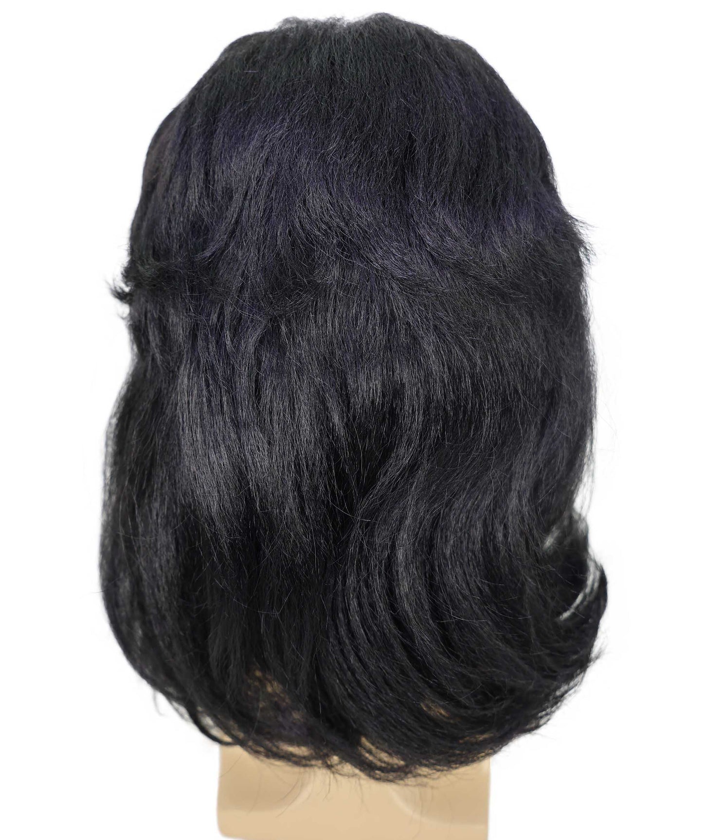 HPO  Men’s Signer-Inspired Black Wavy Wig | Halloween and Cosplay Wig | Flame-retardant Synthetic Fiber