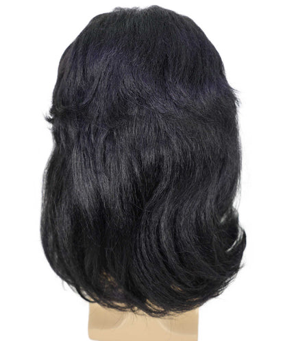 HPO  Men’s Signer-Inspired Black Wavy Wig | Halloween and Cosplay Wig | Flame-retardant Synthetic Fiber
