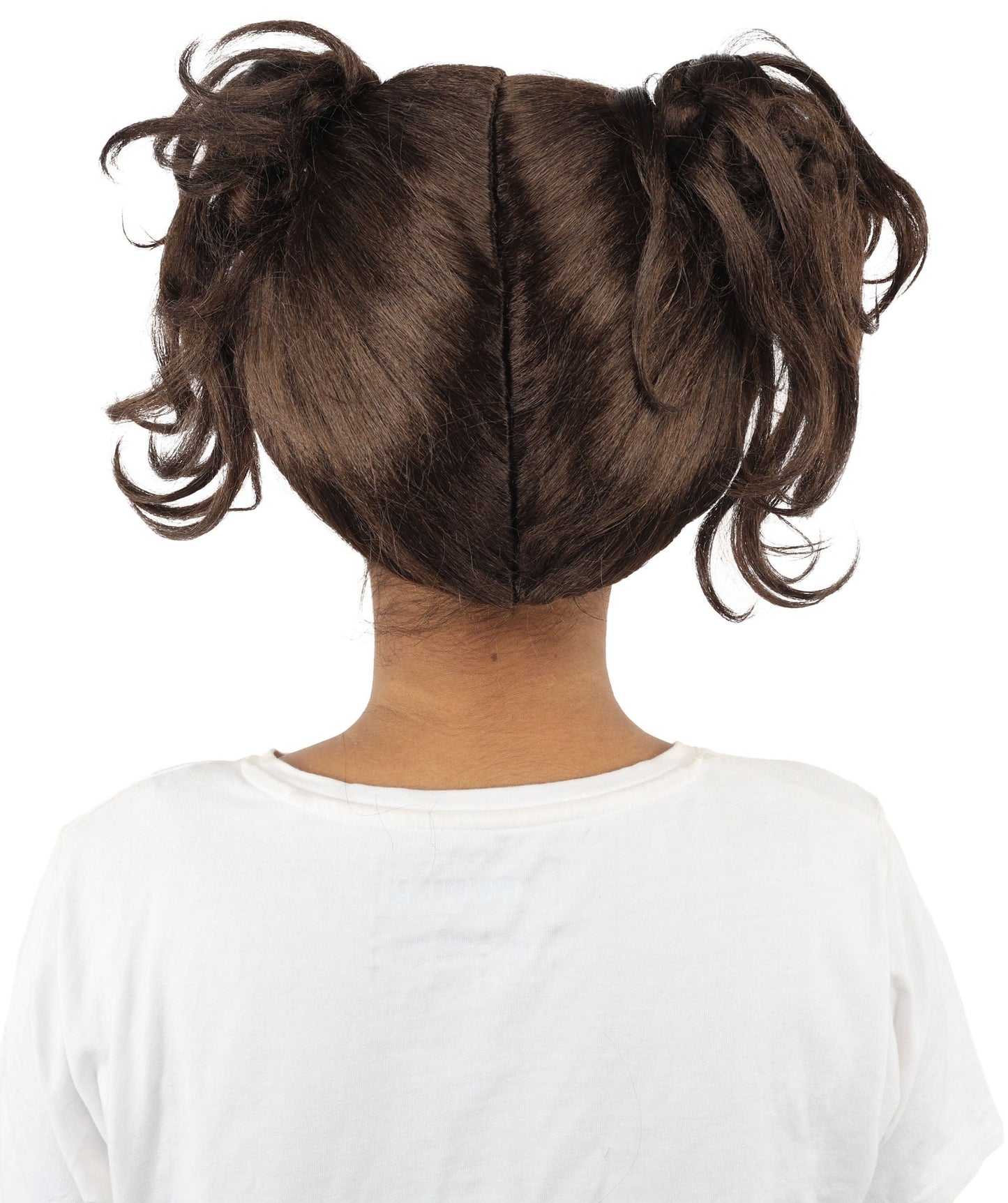 HPO Adult Women’s Messy Twin Bun Wig with Graphic Bangs | Multiple Color Options | Edgy Wig for Cosplay, Fashion Events, Halloween & Stage Wear | Adjustable Cap, Lightweight Synthetic Fiber