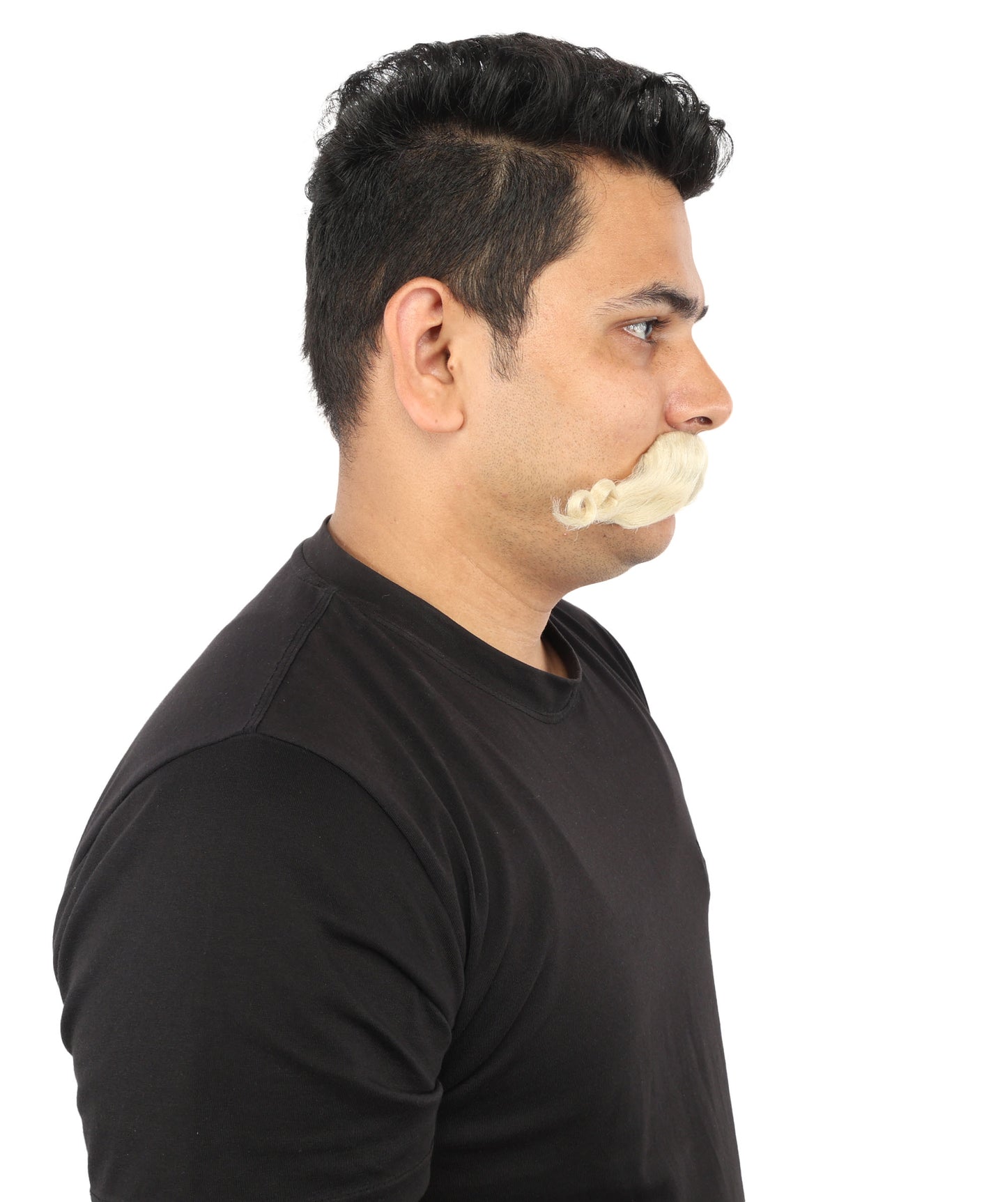 HPO Men’s Brown Curled Handlebar Mustache – Vintage Style Fake Facial Hair for Retro Characters | Ideal for Halloween, Cosplay and Themed Parties