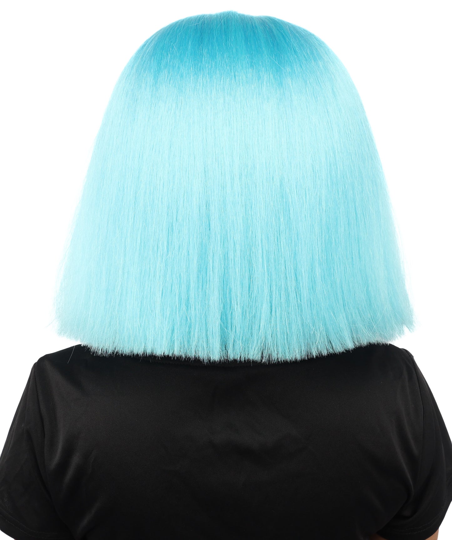 HPO Celebrity-Style 11 Inch Green Rooted Blonde Front Braided Straight Wig | Shoulder-Length Fun, Bold, and Stylish Hairpiece  | Ideal for Halloween, Cosplay, and Themed Parties