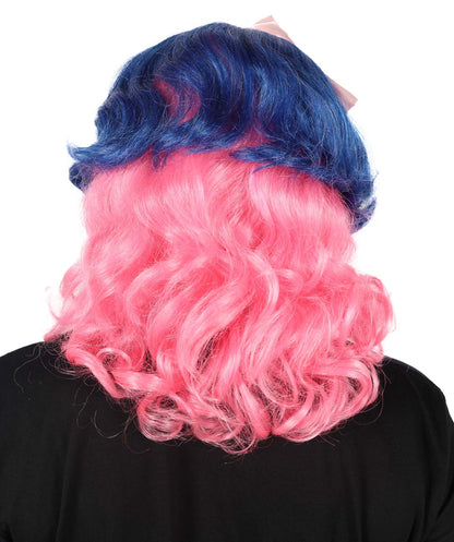 Women's Short Wavy Multicolor Double Bow Celebrity Wig | Halloween Wig | Flame-retardant Synthetic Fiber