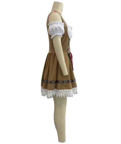 HPO Women’s Beer Girl Bavarian Beer Girl Costume | Traditional Dirndl Dress with Apron & Corset | Cosplay, Halloween, Oktoberfest & Themed Parties