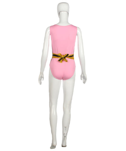 Pryzm Femme Jewel Suit with Matching Fanny pack - Baby Pink Suit with Ruby and Silver Jewels with Gold Bejewled Fanny pack