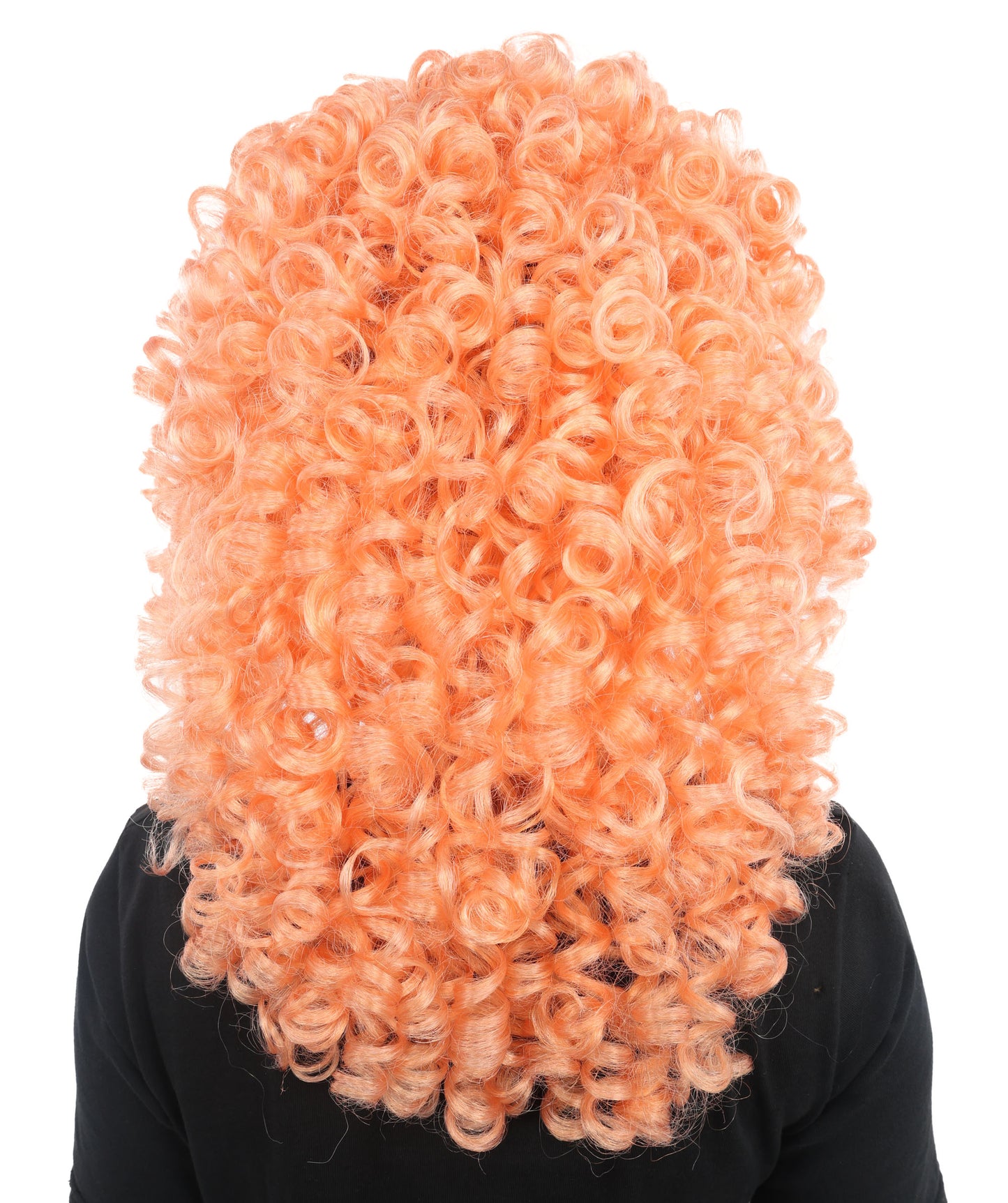 HPO Orange Mid Length Curly Wig – Soft Synthetic Hair with Curls | Perfect for Halloween, Cosplay, Stage Shows, Dress Up Events & Parties
