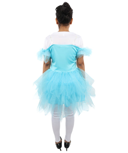 HPO Women's Blue Puff Tulle Costume | Layered Tutu Style Off Shoulder Outfit |  Party Dress for Halloween, Cosplay & Stage Performances