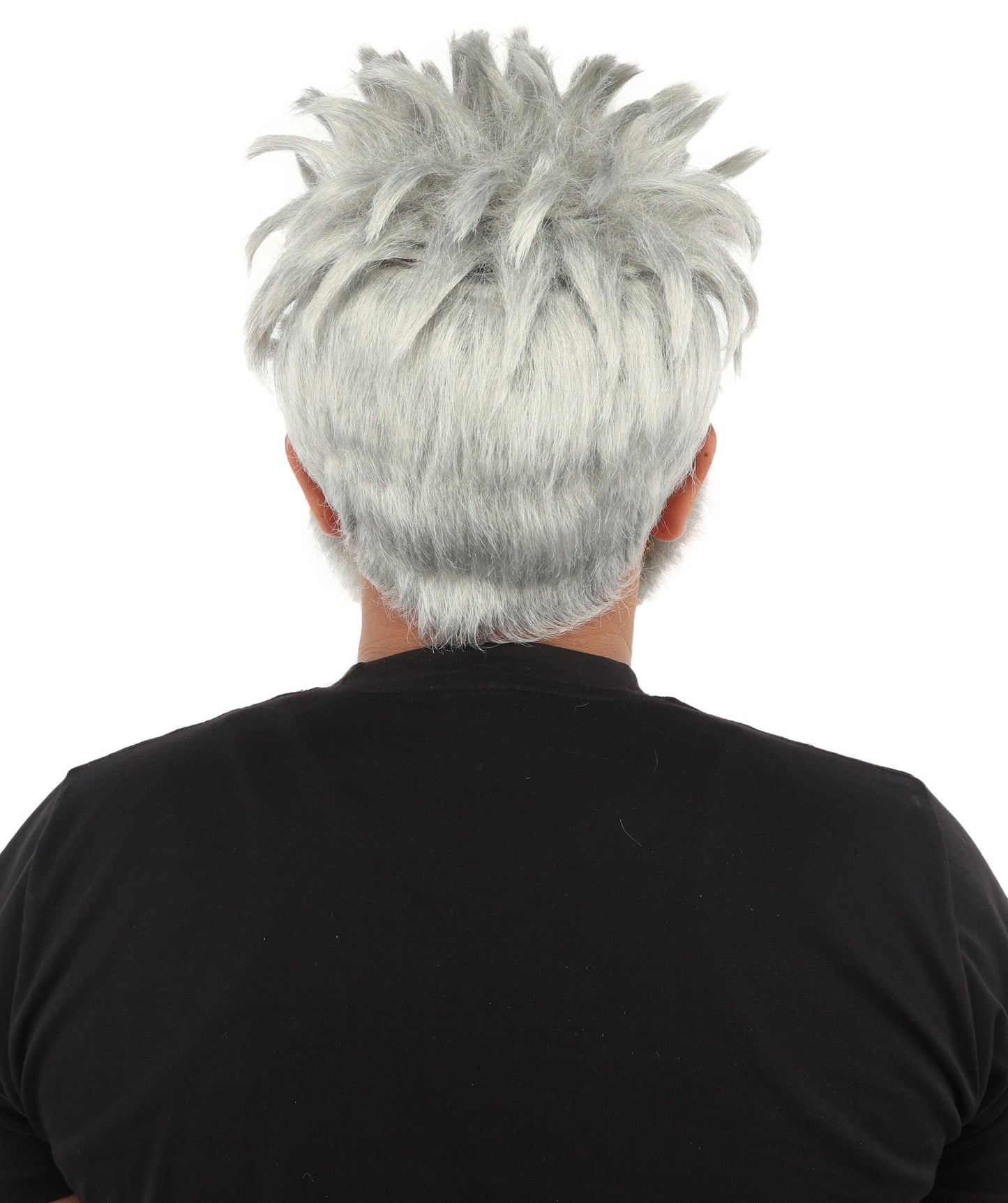 HPO Men’s Animated Genius Spiky Wig Beard & Mustache Set  – Wild Mad Scientist Pointed Beard & Curled Mustache Combo | Ideal for Animated Cosplay, Halloween Parties & Events