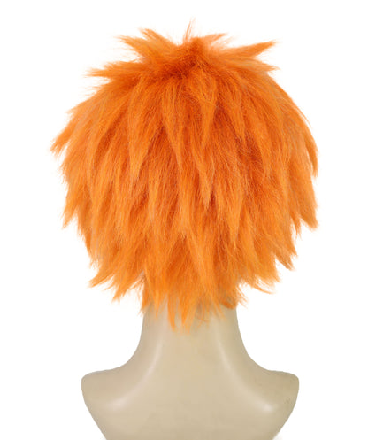 HPO Women’s Vibrant Orange Straight Twin Ponytail Wig  | Ideal for Halloween | Breathable Capless Cap