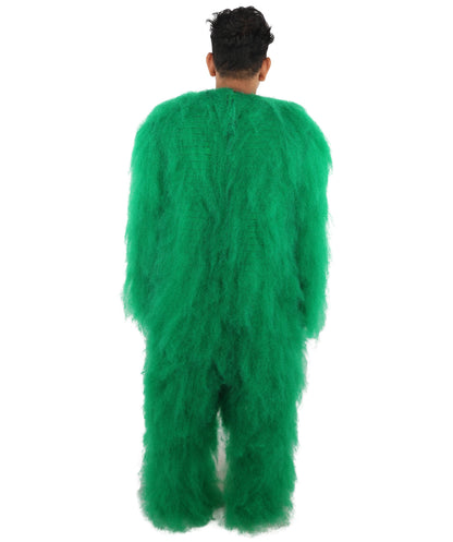 HPO Adults Parrot Mascot Costume Full-Body Furry Bird Jumpsuit with Mask - Green & White Parrot Costume Set with Furry Full-Body Jumpsuit and Character Mask for Halloween Cosplay Parties & Events