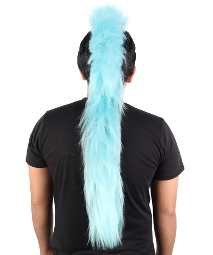 Long Tail Mohawk Wig | Two tone spiked synthetic top with extended dramatic tail and capless base | Essential for Halloween cosplay drag theater and costume events