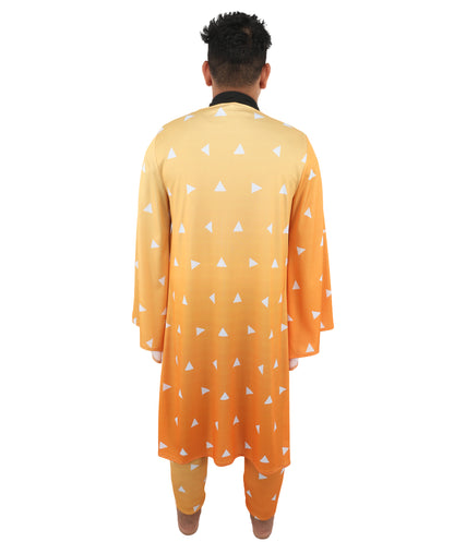 HPO Men’s Anime Checkerboard Cosplay Costume | Long Haori Jacket & Pants Outfit | Halloween, Conventions, Stage & Roleplay Outfit