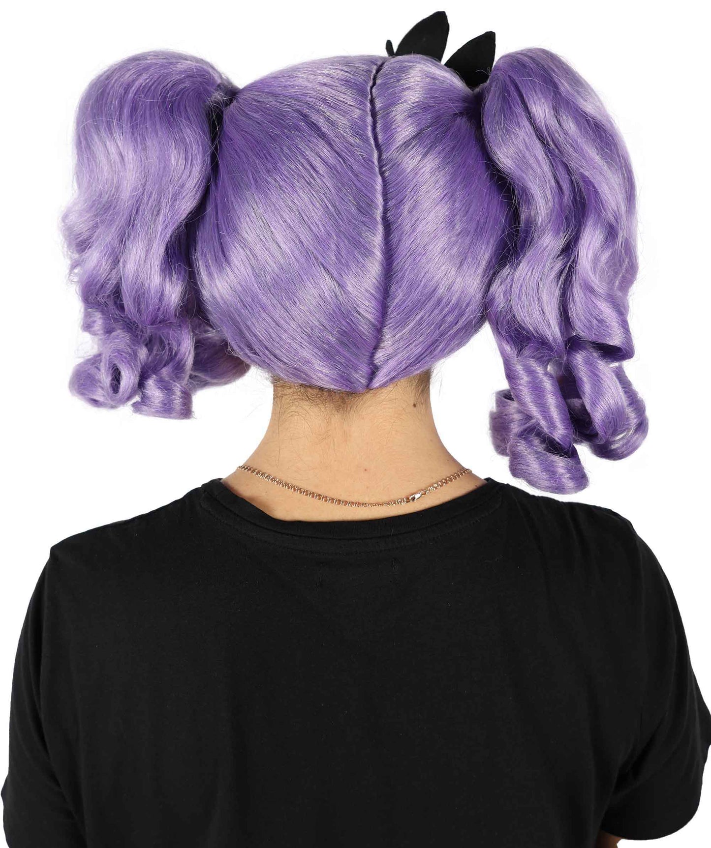 HPO Women's Long Puffy Purple High Pigtails Wig with Accesories | Halloween Wig | Flame-retardant Synthetic Fiber