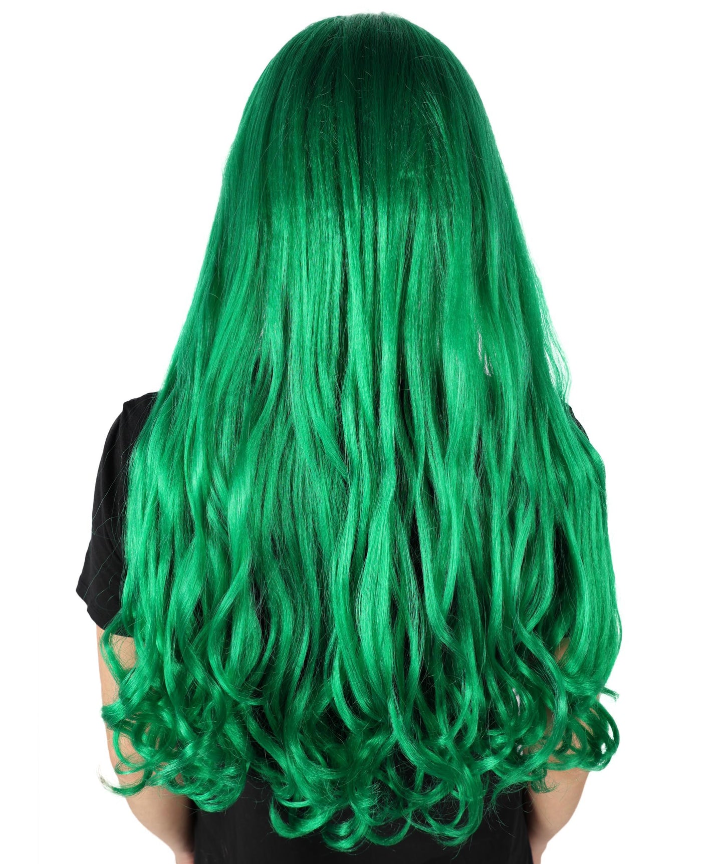 HPO Women's Multicolor Long Curly Wig with Fringe, Flame-retardant Synthetic Fiber