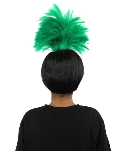 HPO Women’s Green Palm Tree Spiked Wig | 19 Inch Wig with High Standing Top | Funky Green Wig for Party, Festival, or Stage Use