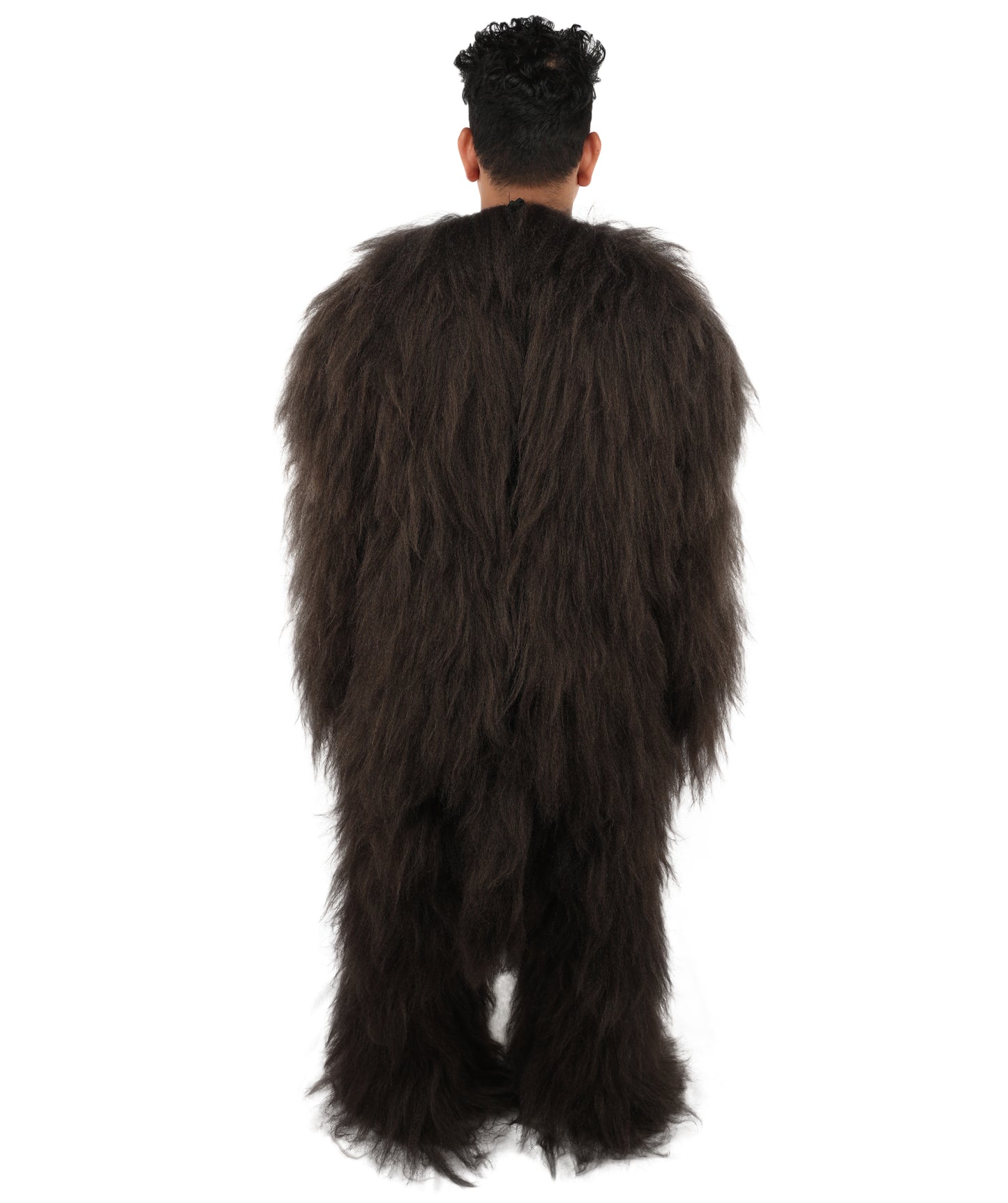 HPO Adult Men's Goat Fur Costume Bundle & Mask Set – Dark Brown Full Body Animal Outfit for Halloween and Cosplay  | Flame-Retardant Synthetic Fiber
