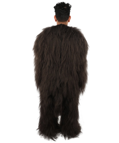 HPO Adult Men's Goat Fur Costume Bundle & Mask Set – Dark Brown Full Body Animal Outfit for Halloween and Cosplay  | Flame-Retardant Synthetic Fiber