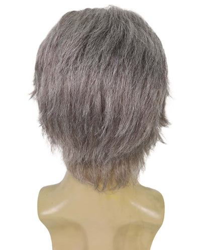 HPO Adult Men’s Franco Culture Modern Grey Halloween Wig, Mustache & Beard Set | Synthetic Flame‑Retardant Fiber | Breathable Capless Cap for Stage & Party