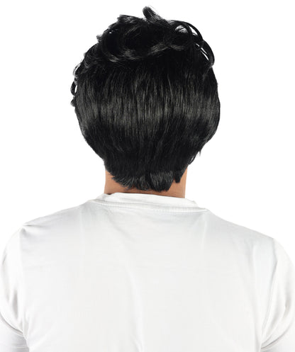 HPO Men’s K-pop Inspired Demon Hunter Wig | Short Black Layered Fantasy Hairpiece | Lightweight Capless Design for Halloween and Party