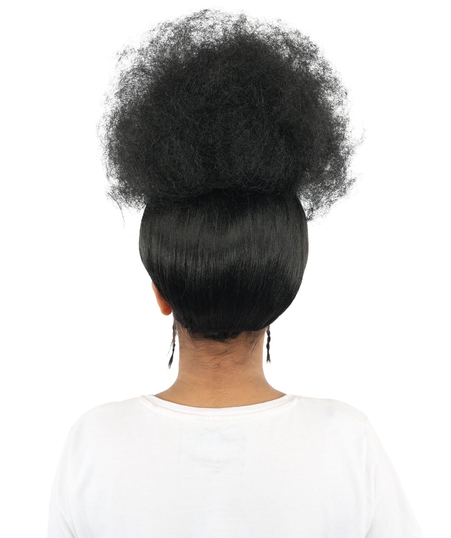 HPO Women’s Afro Puff Black Wig with Natural-Textured Curls | High-Puff Synthetic Wig for Halloween and Cosplay | Capless Design | Soft Volume & Style for Festival Fashion