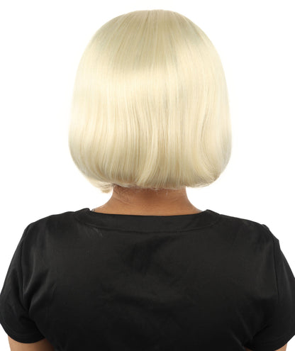 Adult Women's Two-Tone Bob Wig | Multiple Color Options | Short Straight Blunt Cut Inspired by American Pop Artist Look | Natural Hairline for Halloween and Cosplay