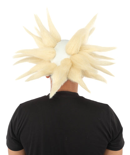 HPO Adult Men's Spiky Bald Illusion Wig | Multiple Color Options  |  Two-tone vibrant hue, create of synthetic fiber, stiff spiked volume, integrated forehead piece | Party, Halloween, theater, drag, performance, costume events