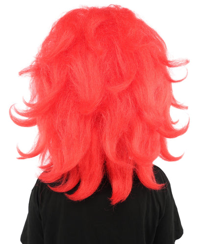 HPO Adult Women's Long Red Bob Wig | Straight Shoulder-Length Black Hair with Blunt Bangs, Included Accessory Set & Breathable Cap | Halloween, Anime Roleplay, Costume Party & Daily Wear