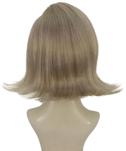 HPO Adult Women’s Blonde Wavy Bob Wig | Soft Layered Cut with Side Part for Fashion Styling | Capless Cap Design | Ideal for Halloween