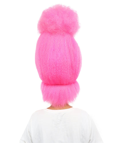 HPO Women’s Troll Wig | Bright Pink High-Volume Hairstyle | Synthetic Hair for Cosplay, Halloween, Stage Performances & Parties"
