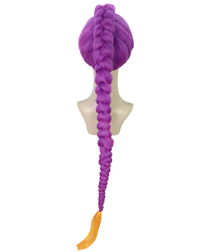 HPO Adult /Teen Women’s K-pop Demon Hunters Wig with Long Purple Fantasy Braid | Halloween Wig | Futuristic Pop Star Warrior Look