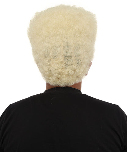 HPO Men’s Movie Character High Top Flat Brown Wig – Flame-retardant Synthetic Fiber | Retro Cosplay Hair for Halloween Party & Cosplay