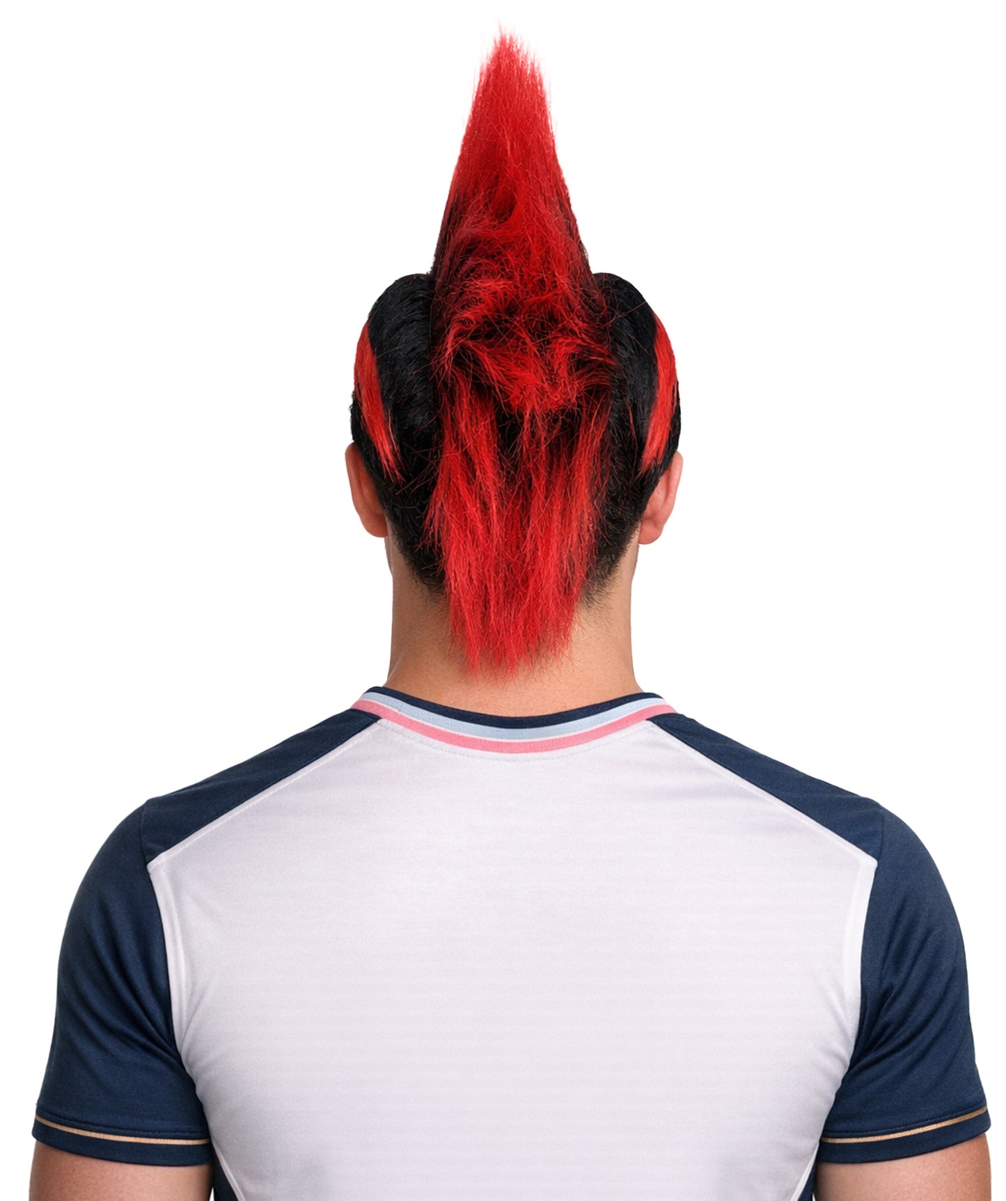 Mohawk Full Wig | Red & Black Halloween Wig | Premium Breathable Capless Cap