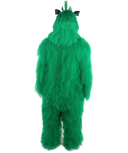 HPO Adults Parrot Mascot Costume Full-Body Furry Bird Jumpsuit with Mask - Green & White Parrot Costume Set with Furry Full-Body Jumpsuit and Character Mask for Halloween Cosplay Parties & Events