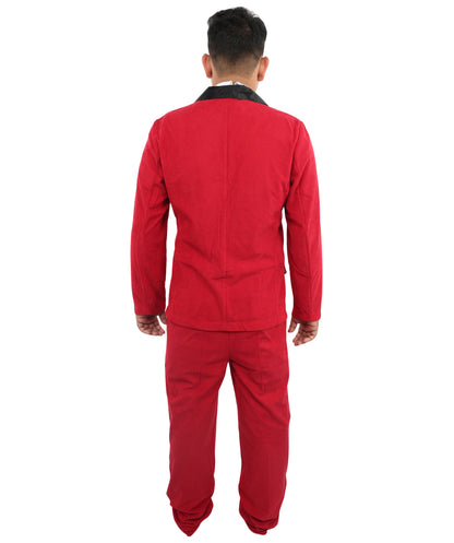 HPO Men's Red Tuxedo Suit Costume  | Formal Top & Pant Cosplay Outfit | Perfect for Halloween Parties & Theme Events