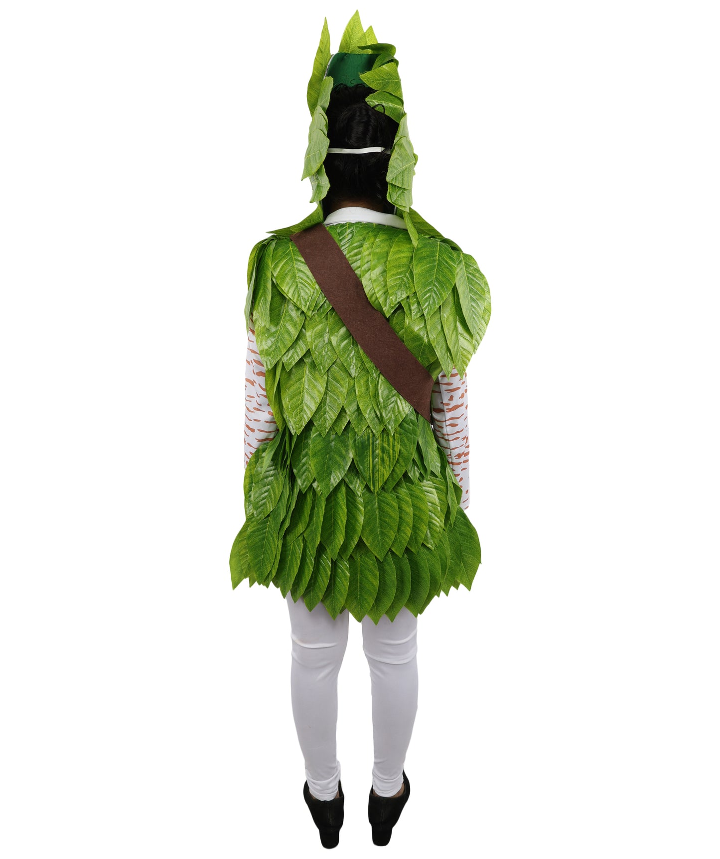 HPO Women's Youth Forest Bush Creature Green Costume – Nature Inspired Leaf Character Outfit – Soft Textured Design for Cosplay & Party