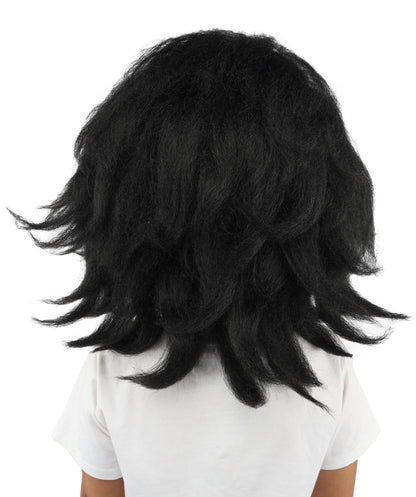 HPO Adult Women's Long Red Bob Wig | Straight Shoulder-Length Black Hair with Blunt Bangs, Included Accessory Set & Breathable Cap | Halloween, Anime Roleplay, Costume Party & Daily Wear