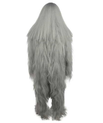 HPO Unisex Extreme Hairy Person Costume, Mask and Bundle - Full-Body Hair Suit Extra-Long Ash Brown Costume Wig for Halloween, Cosplay & Parties
