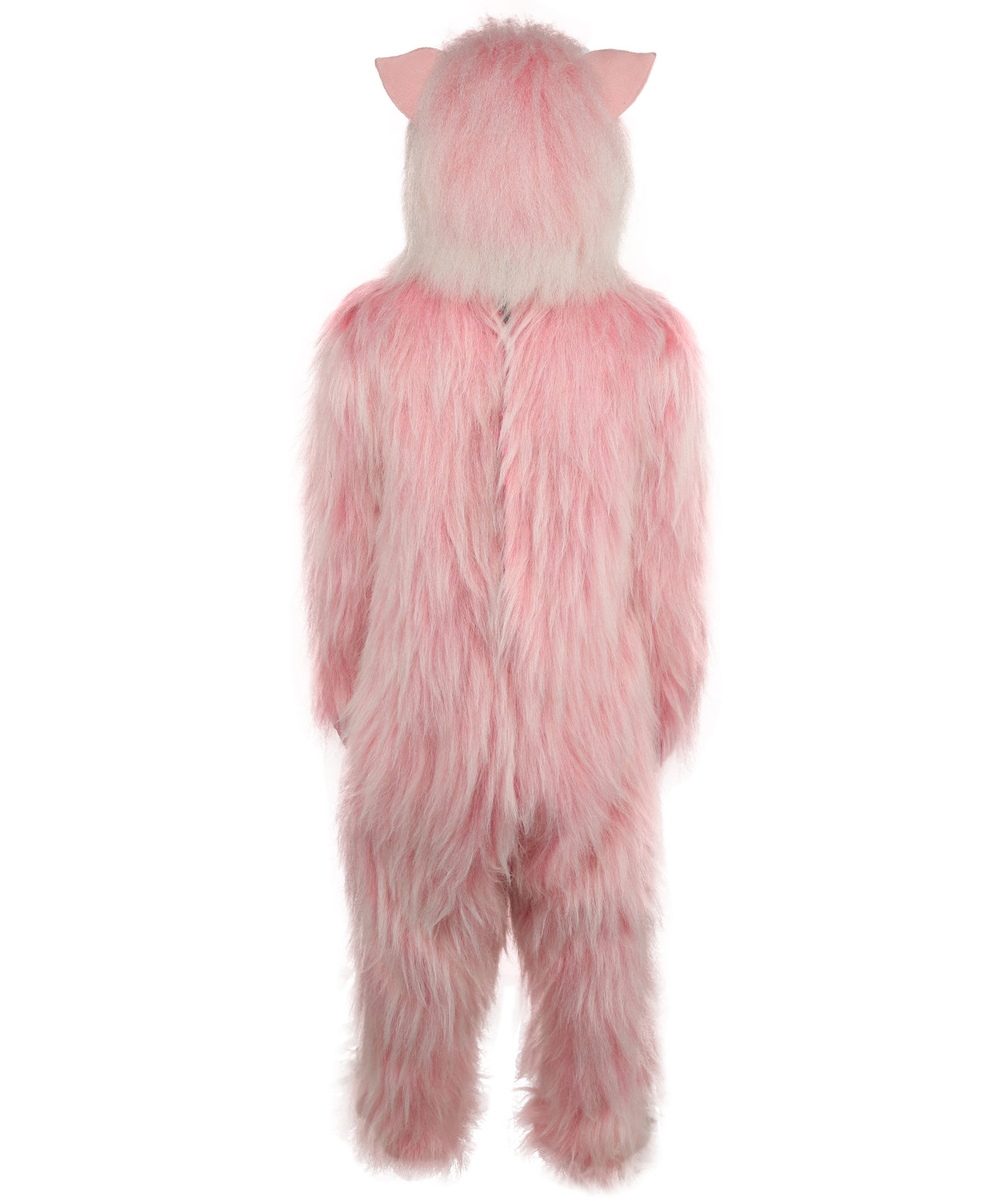 HPO Adult White & Pink Animal Fur Monster Bundle Costume & Mask Set – Full Body Suit with 13 Inch Head Mask for Adults | Funny Furry Pig-Inspired Outfit for Cosplay, Theatre & Halloween Party Events