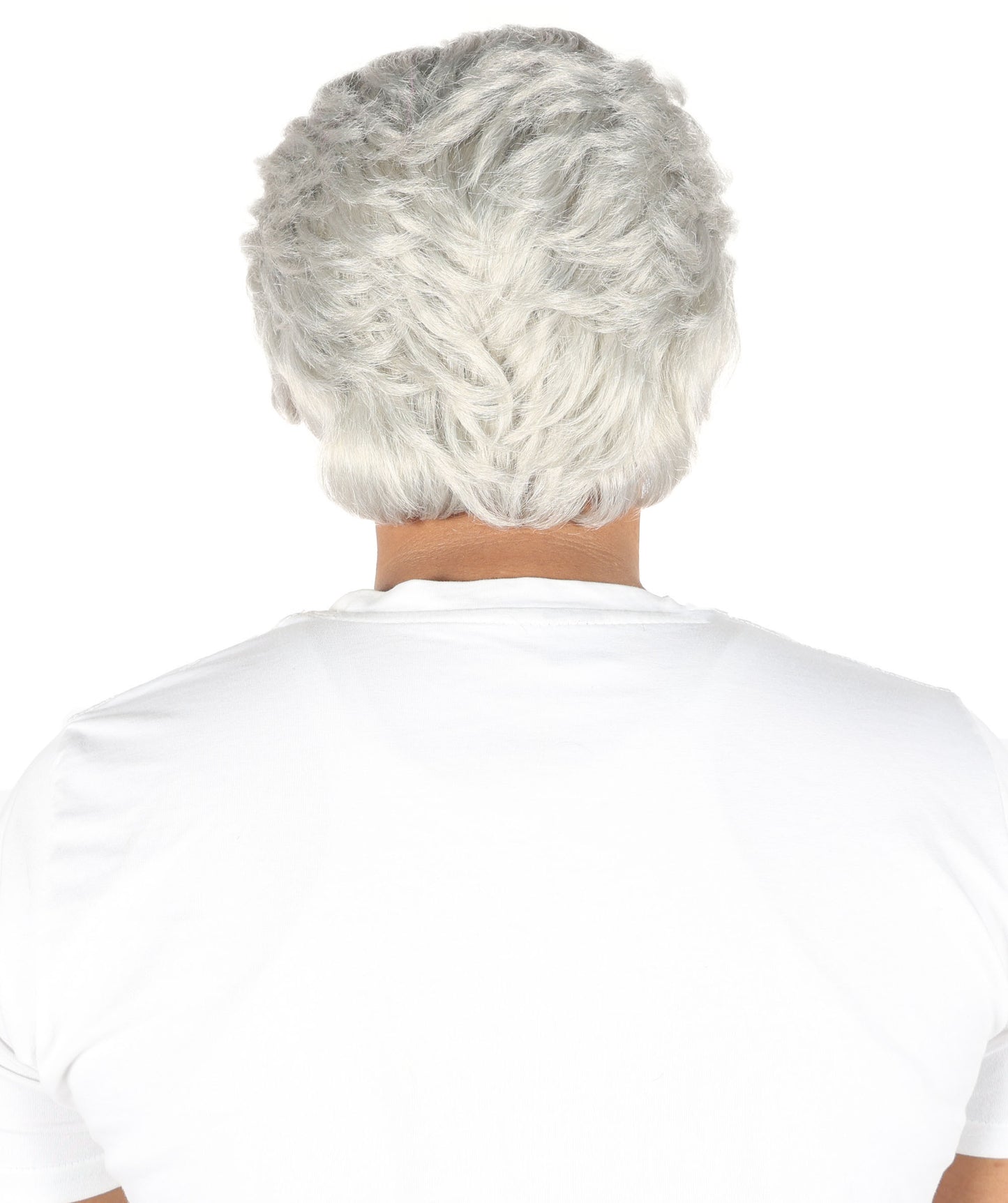 HPO Old Men's Short Dark Grey Wig Mustache & Eyebrows Set with Bald Cap | Funny Grandpa Cosplay Wig | Flame-retardant Synthetic Fiber