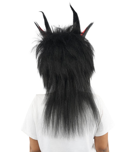 Adult Women’s Black Spiked Horn Wig | Fantasy Hair with Red Accents | Ideal for Gothic Cosplay and Halloween Events