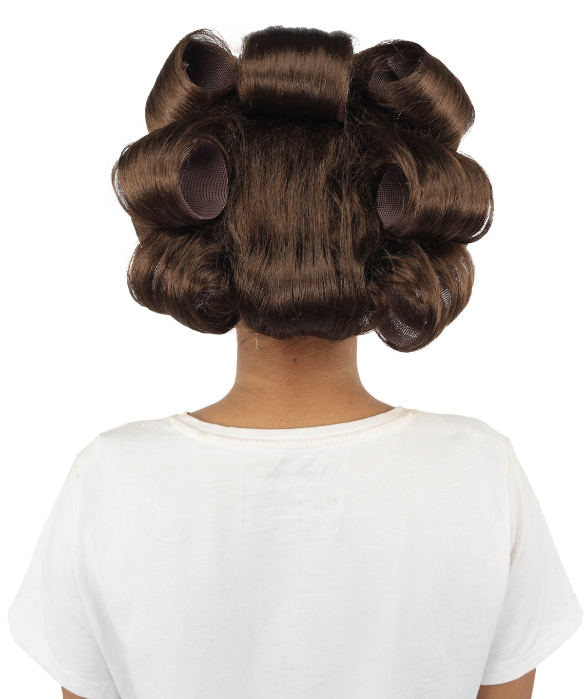 HPO Adult Women's Retro Roller Set Pink Wig | Multiple Color Options, create of synthetic fiber, large cylindrical curler texture, capless cap | Party, Halloween, theater, drag, performance, costume events