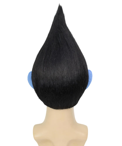 HPO Men's Pointy Diamond Guy Troll Wig with Blue Ears,Multiple Color,Flame-Retardant Synthetic Fiber