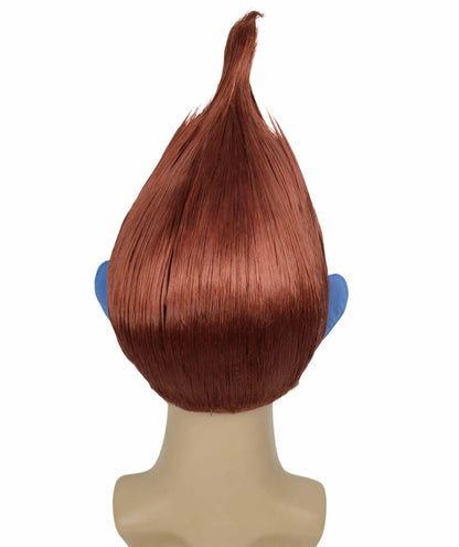 HPO Men's Pointy Diamond Guy Troll Wig with Blue Ears,Multiple Color,Flame-Retardant Synthetic Fiber