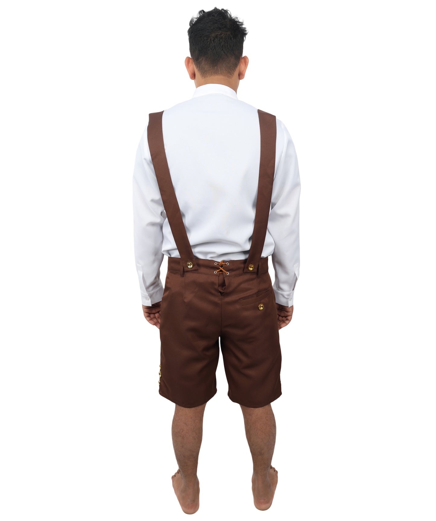 HPO Men’s Genuine Leather Authentic German White & Brown Costume – Traditional Bavarian Outfit