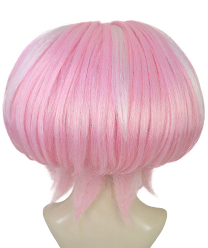 Women’s Short Curled Bubble Bob Klara Wig in Soft Pastel Pink | Anime & Cosplay Synthetic Hairpiece| Breathable Capless Cap