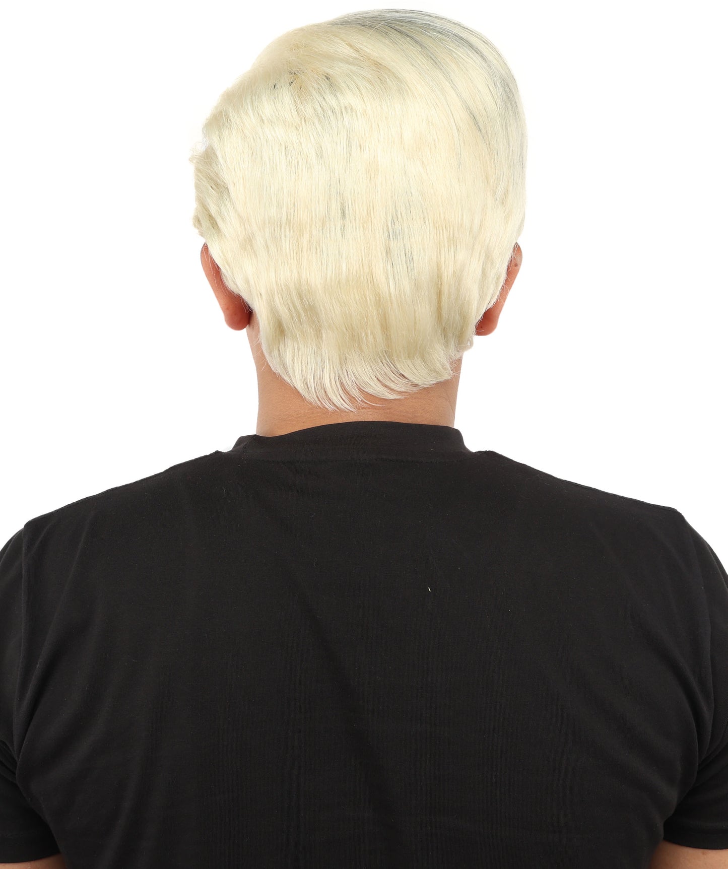 HPO Men's Sleek Updo Theatrical Wig | Icy silver tone, create of synthetic fiber, striking swept front volume, breathable base | Party, Halloween, theater, drag, performance, costume events