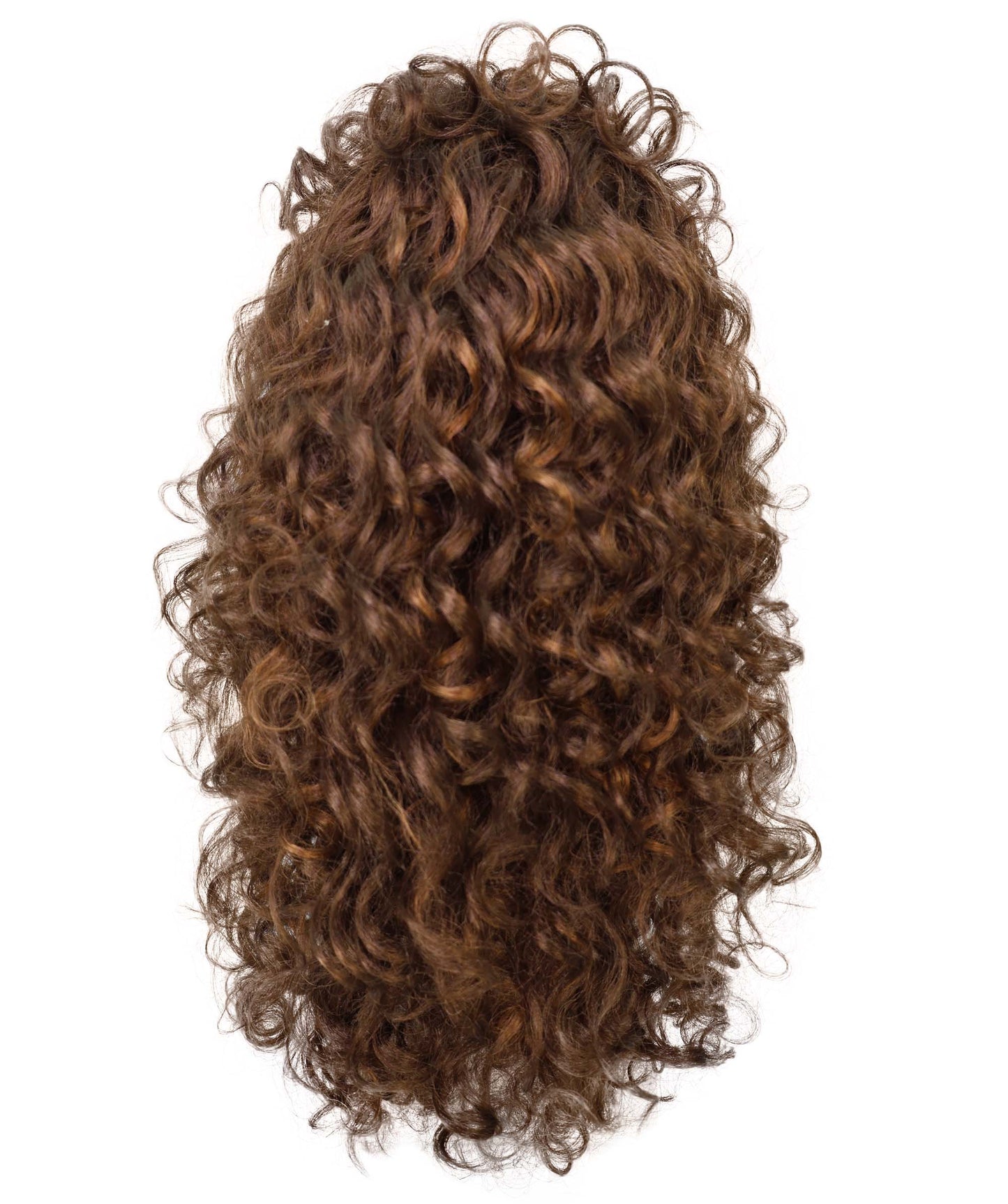 HPO Women’s Mariah 23-inch Long Voulomous Long Mahogany Brown Curly Wig | Halloween and Cosplay Wig | Flame-retardant Synthetic Fiber