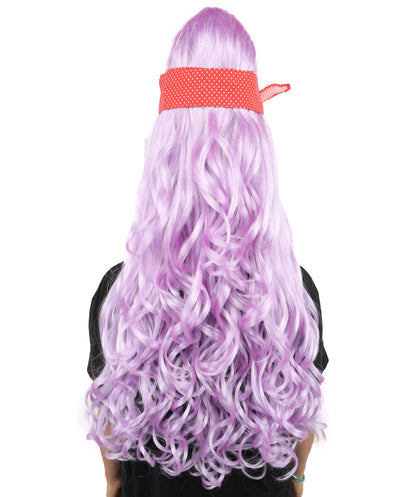 HPO Women’s Retro Beehive Wig with Red Bow | Multicolor Options | Extra Long Wavy Fancy Dress Accessory | Fancy Dress Accessory | Celebrity-Inspired Hair for Halloween, Cosplay & Music Tribute Parties
