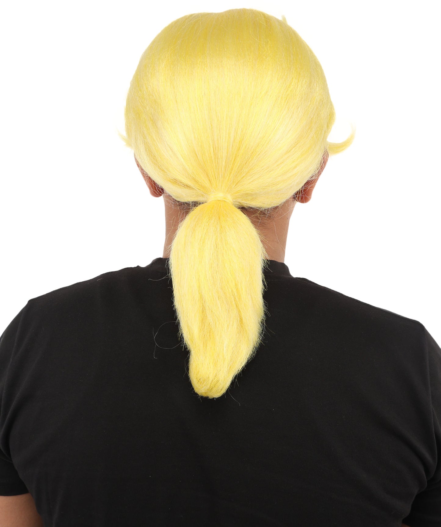 Men's Golden Blonde Curtain Bang Wig | Shoulder Length Wavy Surfer Style, Heat Resistant Synthetic Fiber & Breathable Net | Halloween, Funny Roleplay, Theater, 90s Party & Costume Events